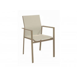 Fauteuil empilable - DELIA - Aluminium époxy crème - Toile TPEP chevron de marque PROLOISIRS, référence: J9011500
