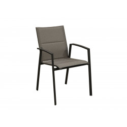 Fauteuil empilable - PALMA - Aluminium époxy graphite - Toile TPEP padded chevron de marque PROLOISIRS, référence: J9012100