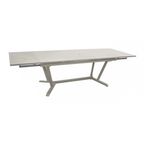 Table extensible - VITA - Aluminium époxy crème - Plateau céramique Kedra Praline A 6 mm - 180/230/280 x 100 cm - PROLOISIRS