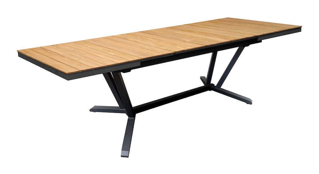 Table extensible VITA Aluminium époxy Plateau lames teck FSC 100% 180240 x 100 cm