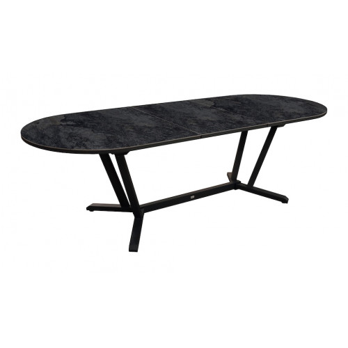 Table ovale extensible - VITA - Aluminium époxy graphite - Plateau céramique Kedra Magma 6 mm - 200/260 x 100 cm - PROLOISIRS