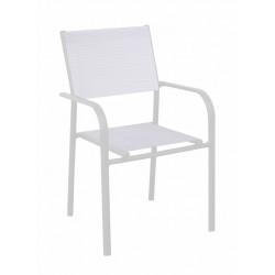 Lot de 6 Fauteuils Empilables Duca - Aluminium/TPEP - Blanc/Chiné Blanc de marque PROLOISIRS, référence: J9016400