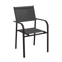 Lot de 6 Fauteuils Empilables Duca - Aluminium/TPEP - Graphite/Chiné Noir - PROLOISIRS
