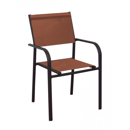 Lot de 6 Fauteuils Empilables Duca - Aluminium/TPEP - Graphite/Chiné Paprika - PROLOISIRS