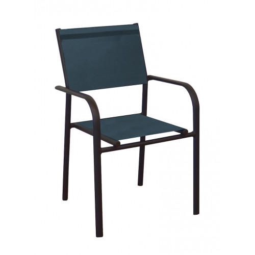 Lot de 6 Fauteuils Empilables Duca - Aluminium/TPEP - Graphite/Chiné Bleu - PROLOISIRS