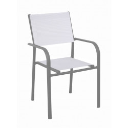Lot de 6 Fauteuils Empilables Duca - Aluminium/TPEP - Gris/Chiné Blanc de marque PROLOISIRS, référence: J9016900