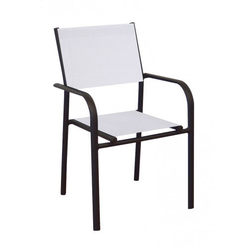 Lot de 6 Fauteuils Empilables Duca - Aluminium/TPEP - Graphite/Chiné Blanc - PROLOISIRS