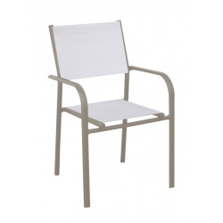 Lot de 6 Fauteuils Empilables Duca - Aluminium/TPEP - Crème/Chiné Blanc - PROLOISIRS