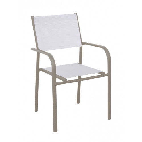 Lot de 6 Fauteuils Empilables Duca - Aluminium/TPEP - Crème/Chiné Blanc - PROLOISIRS
