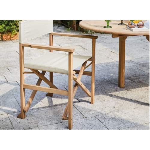 Lot de 2 Fauteuils Metteur en Scène Pliants - Acacia FSC 100% - Toile Écrue - PROLOISIRS