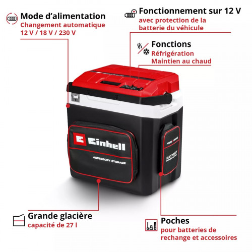 Glacière de chantier sans fil TE-COL 18/27 Li-Solo-sans batterie ni chargeur - EINHELL 