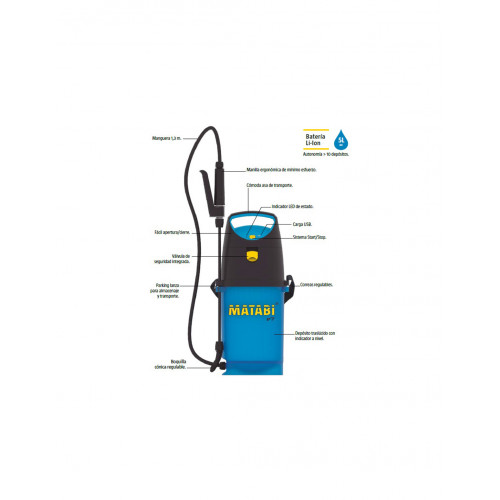 Pulvérisateur électrique à batterie – Matabi E7 EASY – 7 L – Batterie Li-Ion vendue séparément - MATABI