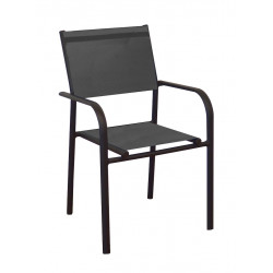 Fauteuil Empilable Duca - Aluminium et TPEP - Graphite et Chiné Noir de marque PROLOISIRS, référence: J9024200