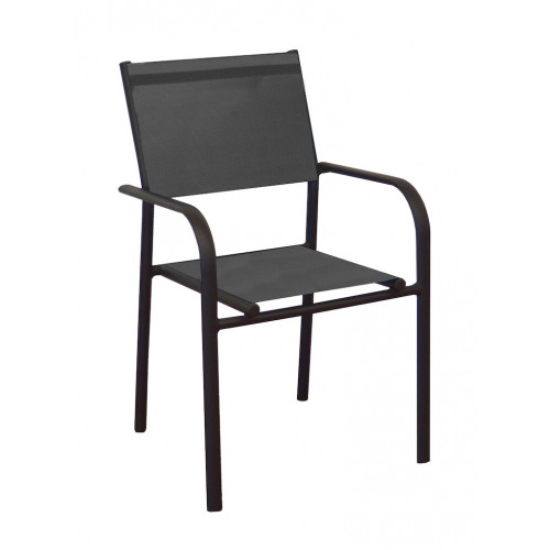 Fauteuil Empilable Duca - Aluminium et TPEP - Graphite et Chiné Noir - PROLOISIRS