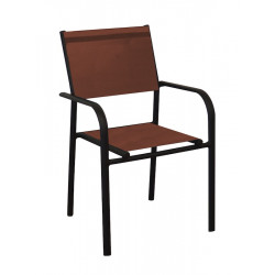 Fauteuil Empilable Duca - Aluminium et TPEP - Graphite et Chiné Paprika de marque PROLOISIRS, référence: J9024300