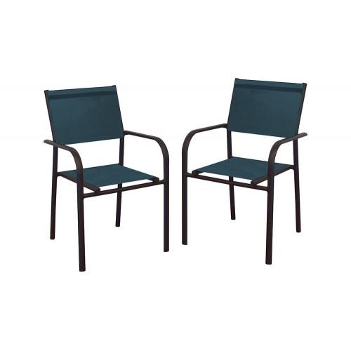 Fauteuil Empilable Duca - Aluminium et TPEP - Graphite et Chiné Bleu - PROLOISIRS
