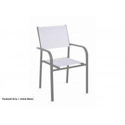 Fauteuil Empilable Duca - Aluminium et TPEP - Gris et Chiné Blanc de marque PROLOISIRS, référence: J9024500