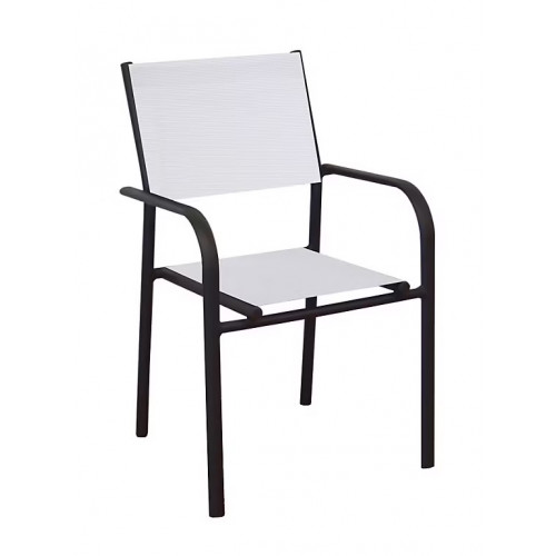 Fauteuil Empilable Duca - Aluminium et TPEP - Graphite et Chiné Blanc - PROLOISIRS