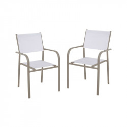 Fauteuil Empilable Duca - Aluminium et TPEP - Crème et Chiné Blanc de marque PROLOISIRS, référence: J9024800