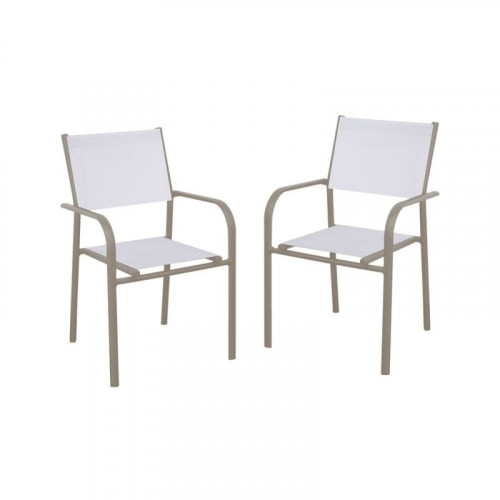 Fauteuil Empilable Duca - Aluminium et TPEP - Crème et Chiné Blanc - PROLOISIRS