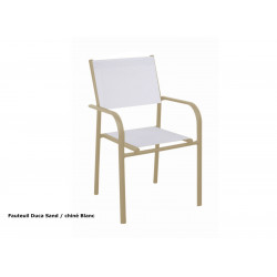 Fauteuil Empilable Duca - Aluminium et TPEP - Sable et Chiné Blanc de marque PROLOISIRS, référence: J9024900