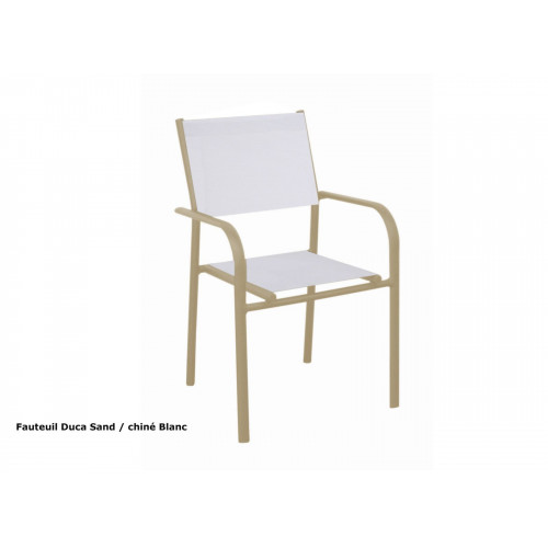 Fauteuil Empilable Duca - Aluminium et TPEP - Sable et Chiné Blanc - PROLOISIRS