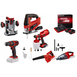 Kit atelier sans fil Einhell – 6 outils Power X-Change + 2 batteries 4.0Ah + chargeur de marque EINHELL , référence: B9025700