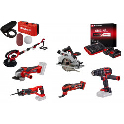 Kit chantier sans fil Einhell – Meuleuse, scies, perceuse, ponceuse + 2 batteries 4.0Ah + chargeur de marque EINHELL , référence: B9026000