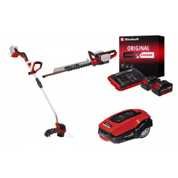 Kit premium jardin sans fil Einhell – Taille-haies 36V, coupe-bordure 36V, robot tondeuse + batteries 4.0Ah de marque EINHELL , référence: J9025300