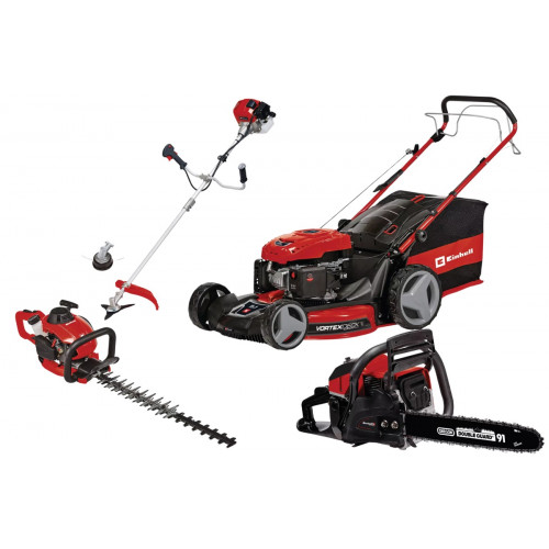 Kit thermique jardin Einhell – Tondeuse 56 cm, débroussailleuse, taille-haie, tronçonneuse - EINHELL
