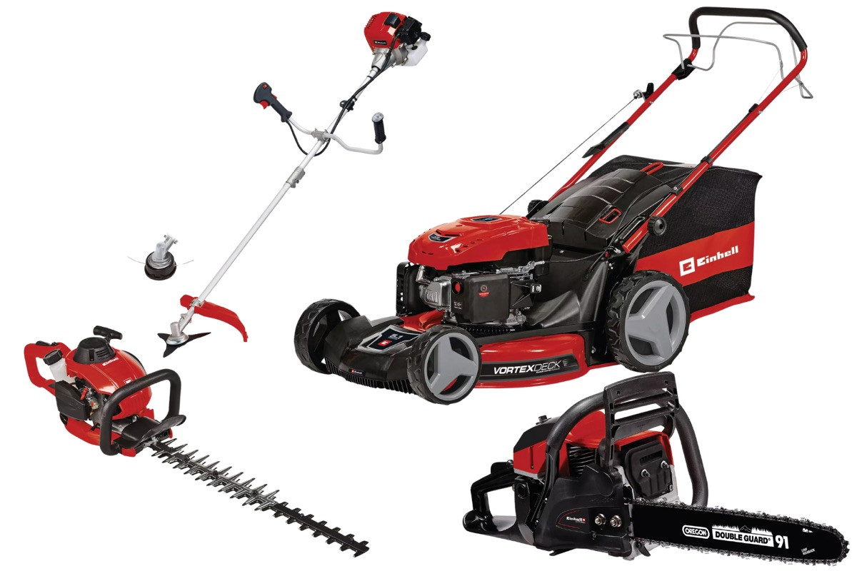 Kit thermique jardin Einhell ? Tondeuse 56 cm débroussailleuse taille haie tronçonneuse - vue 3