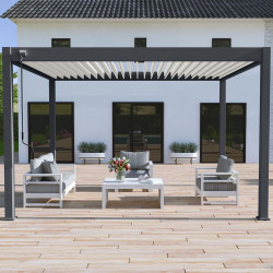 Pergola bioclimatique - Ombréa - autoportante - 3x4M - Anthracite blanc - VS - 300x400x258 cm - CHALET & JARDIN