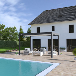 Pergola bioclimatique - Ombréa - autoportante - 3x4M - Anthracite blanc - VS - 300x400x258 cm - CHALET & JARDIN