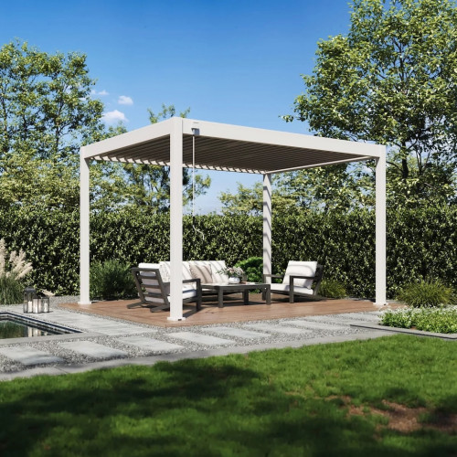 Pergola bioclimatique - Ombréa VS - autoportante - 3x4M - Beige sable - S1 - 300x400x258 cm - CHALET & JARDIN