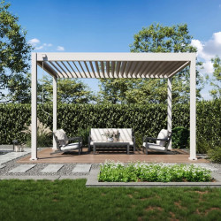 Pergola bioclimatique - Ombréa VS - autoportante - 3x4M - Beige sable - S1 - 300x400x258 cm - CHALET & JARDIN