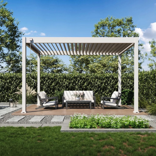 Pergola bioclimatique - Ombréa VS - autoportante - 3x4M - Beige sable - S1 - 300x400x258 cm - CHALET & JARDIN