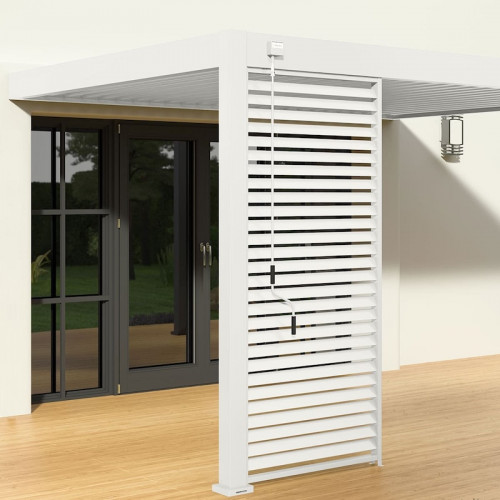 Pergola bioclimatique - Ombréa - adossée - 3x4M - Blanc - Version 2 - 300x400x258 cm - CHALET & JARDIN