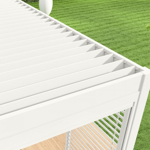 Pergola bioclimatique - Ombréa - adossée - 3x4M - Blanc - Version 2 - 300x400x258 cm - CHALET & JARDIN