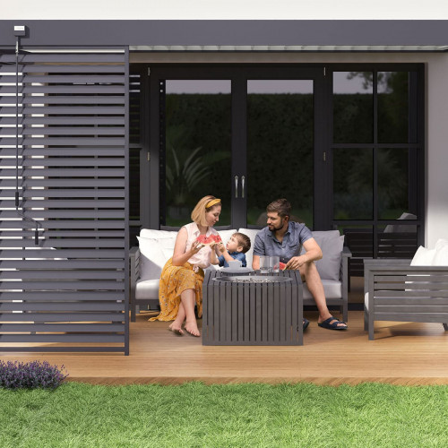 Pergola bioclimatique - Ombréa - adossée - 3x4M - Anthracite blanc - Version 2 - 300x400x258 cm - CHALET & JARDIN