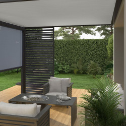 Pergola bioclimatique - Ombréa - adossée - 3x4M - Anthracite blanc - Version 2 - 300x400x258 cm - CHALET & JARDIN
