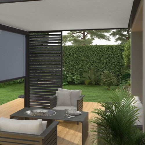 Pergola bioclimatique - Ombréa - adossée - 3x4M - Anthracite blanc - Version 2 - 300x400x258 cm - CHALET & JARDIN
