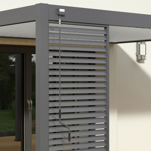 Pergola bioclimatique - Ombréa - adossée - 3x4M - Anthracite blanc - Version 2 - 300x400x258 cm - CHALET & JARDIN