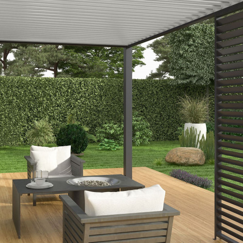 Pergola bioclimatique - Ombréa - adossée - 3x4M - Anthracite blanc - Version 2 - 300x400x258 cm - CHALET & JARDIN
