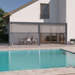 Pergola bioclimatique - Ombréa - adossée - 3x6M - Anthracite - Version 2 - 300x600x258 cm - CHALET & JARDIN