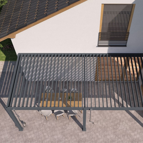 Pergola bioclimatique - Ombréa - adossée - 3x6M - Anthracite - Version 2 - 300x600x258 cm - CHALET & JARDIN