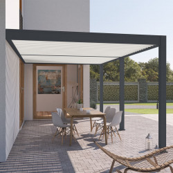 Pergola bioclimatique - Ombréa - adossée - 3x6M - Anthracite blanc - Version 2 - 300x600x258 cm - CHALET & JARDIN