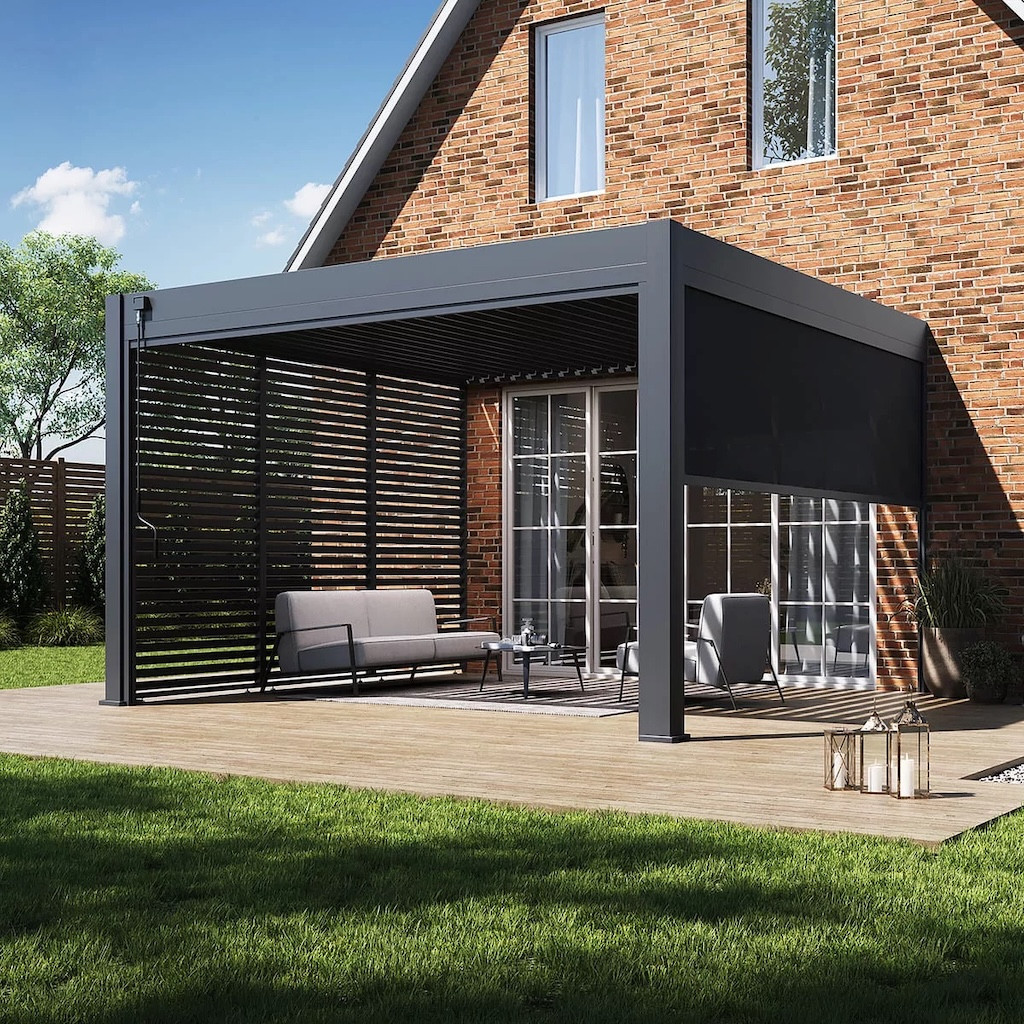 Pergola bioclimatique Ombréa adossée 4x4M Version 2 400x400x258 cm