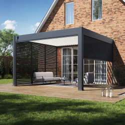 Pergola bioclimatique - Ombréa - adossée - 4x4M - Anthracite blanc - Version 2 - 400x400x258 cm - CHALET & JARDIN