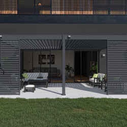 Pergola bioclimatique - Ombréa - adossée - 4x6M - Anthracite - Version 2 - 400x600x258 cm - CHALET & JARDIN