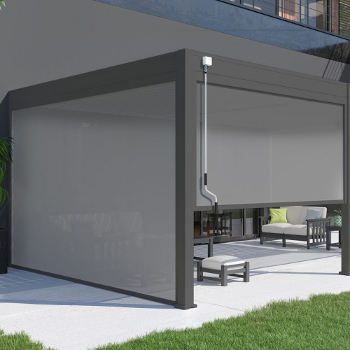 Pergola bioclimatique - Ombréa - adossée - 4x6M - Anthracite - Version 2 - 400x600x258 cm - CHALET & JARDIN